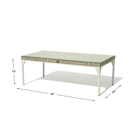 Brafta Outdoor Coffee Table with Glass Model 22934-SSFF-GL by Skyline Design