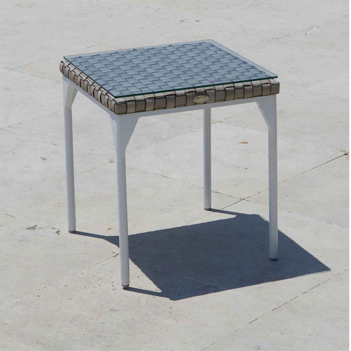 Brafta Outdoor Side Table with Glass Model 22925-SSFF-GL by Skyline Design
