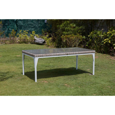 Brafta Outdoor Rectangular Table with Glass Model 22936-SSFF-GL by Skyline Design