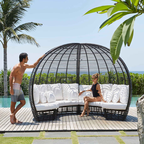 Nexus Outdoor Daybed with Table and Sunbrella Cushions Model 23281-BMNP-2PC-CUSH by Skyline Design