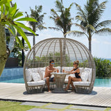 Nexus Outdoor Daybed with Table and Sunbrella Cushions Model 23281-KMNP-2PC-CUSH by Skyline Design