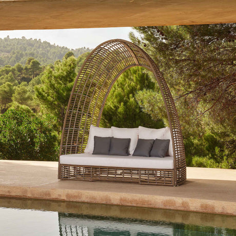 Ruby Outdoor Daybed with Sunbrella Cushion Model 23501-KMNP-CUSH by Skyline Design