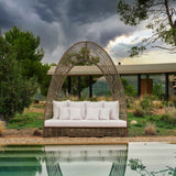 Ruby Outdoor Daybed with Sunbrella Cushion Model 23501-KMNP-CUSH by Skyline Design