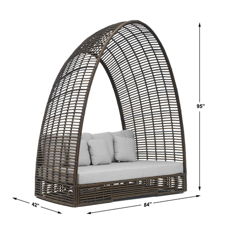 Ruby Outdoor Daybed with Sunbrella Cushion Model 23501-KMNP-CUSH by Skyline Design