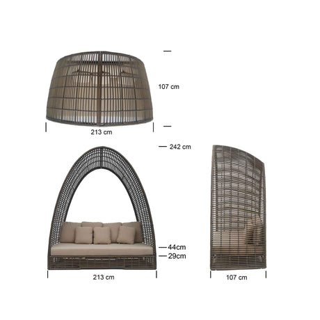 Ruby Outdoor Daybed with Sunbrella Cushion Model 23501-KMNP-CUSH by Skyline Design