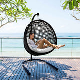 Dynasty Outdoor Hanging Chair with Frame and Sunbrella Cushion Model 23568-BMNP-CUSH by Skyline Design