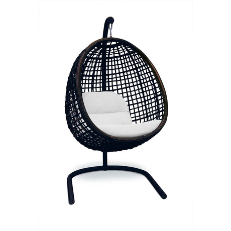 Dynasty Outdoor Hanging Chair with Frame and Sunbrella Cushion Model 23568-BMNP-CUSH by Skyline Design