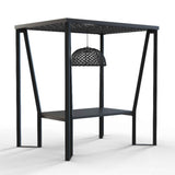 Horizon Outdoor 8FT Pergola with Lamp, Dynasty Hanging Chairs & Aluminum Table Model 22462-ALU-KMNP-CUSH by Skyline Design