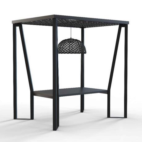 Horizon Outdoor 8FT Pergola with Lamp, Krabi Hanging Chairs & Aluminum Table Model 24107-ALU-CUSH by Skyline Design