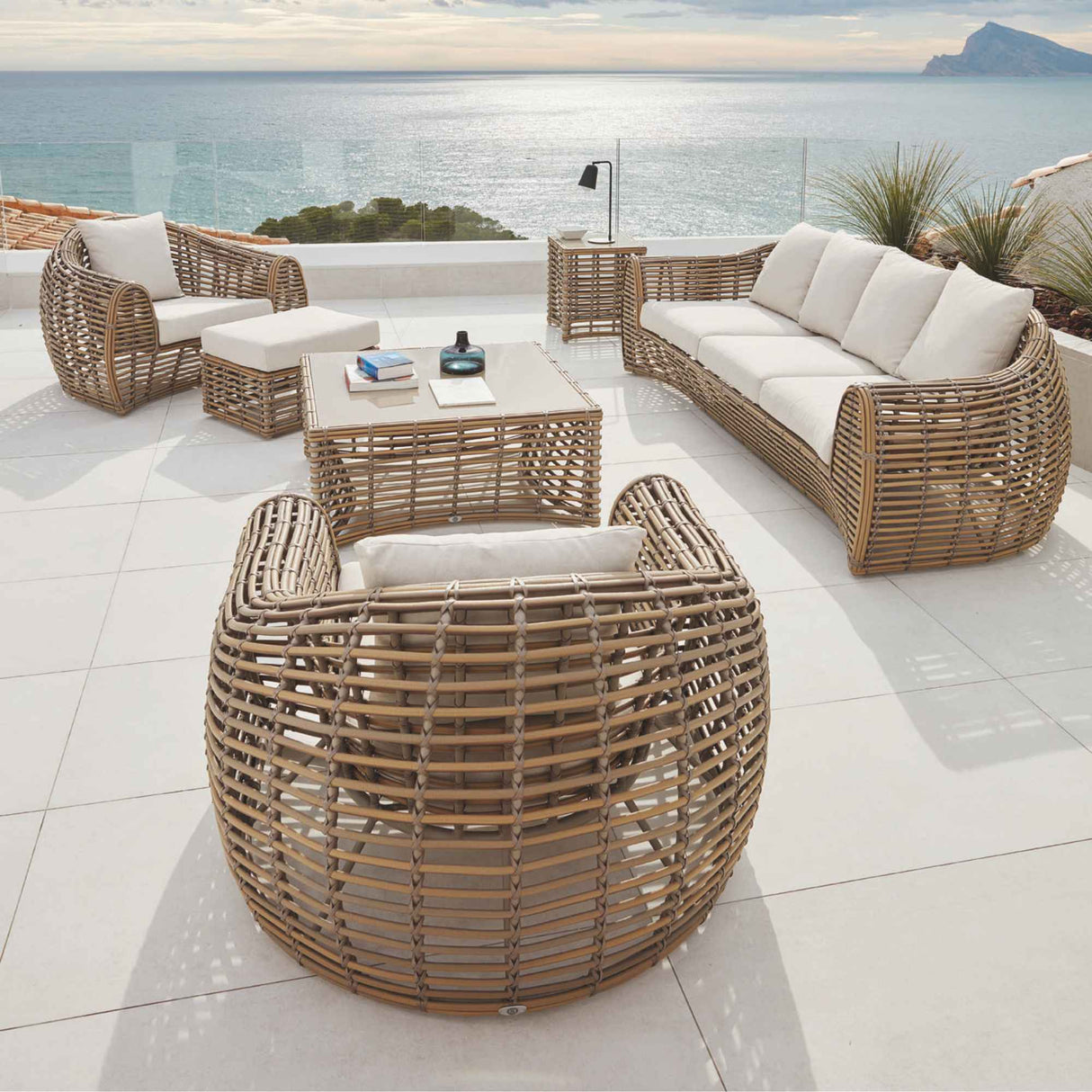 Ruby Outdoor 5-Piece Seating Set with Sunbrella Cushions Model 23663-KMNP-5PC-CUSH by Skyline Design