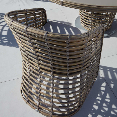 Ruby Outdoor Dining Armchair with Sunbrella Cushion Model 23671-KMNP-CUSH by Skyline Design