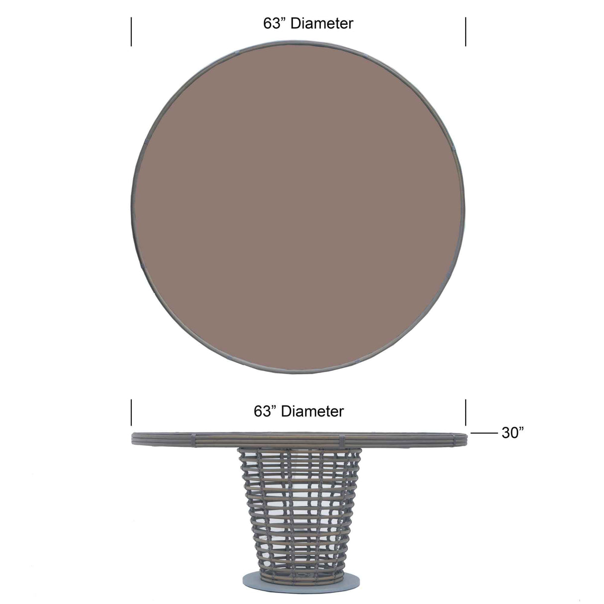 Ruby Outdoor Round Dining Table with Glass Model 23672-KMNP-GL by Skyline Design