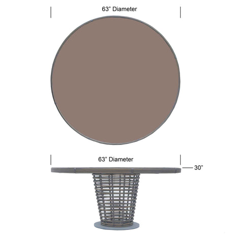 Ruby Outdoor Round Dining Table with Glass Model 23672-KMNP-GL by Skyline Design