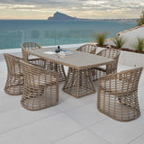 Ruby Outdoor 7-Piece Dining Set with Sunbrella Cushions Model 23673-KMNP-7PC-CUSH by Skyline Design