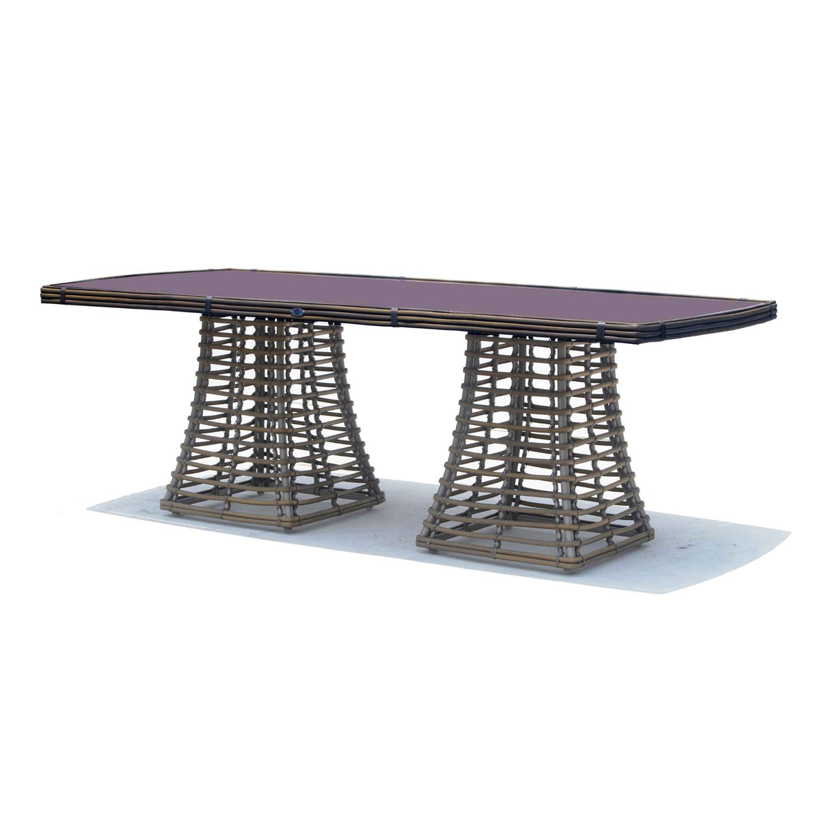Ruby Outdoor Rectangular Dining Table with Glass Model 23673-KMNP-GL by Skyline Design