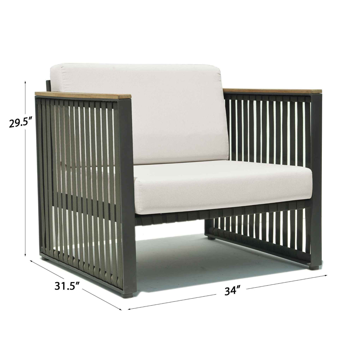 Horizon Outdoor Armchair with Sunbrella Cushion Model 23801-DGST-CUSH by Skyline Design