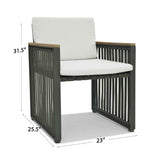 Horizon Outdoor Dining Armchair with Sunbrella CushionModel 23810-DGST-CUSH by Skyline Design