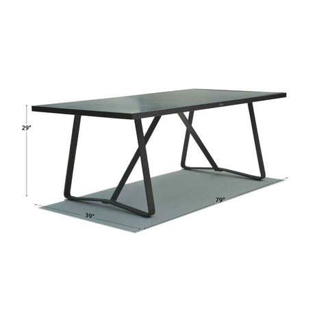 Horizon Outdoor Rectangular Dining Table with Glass Model 23811-DGST-GL by Skyline Design