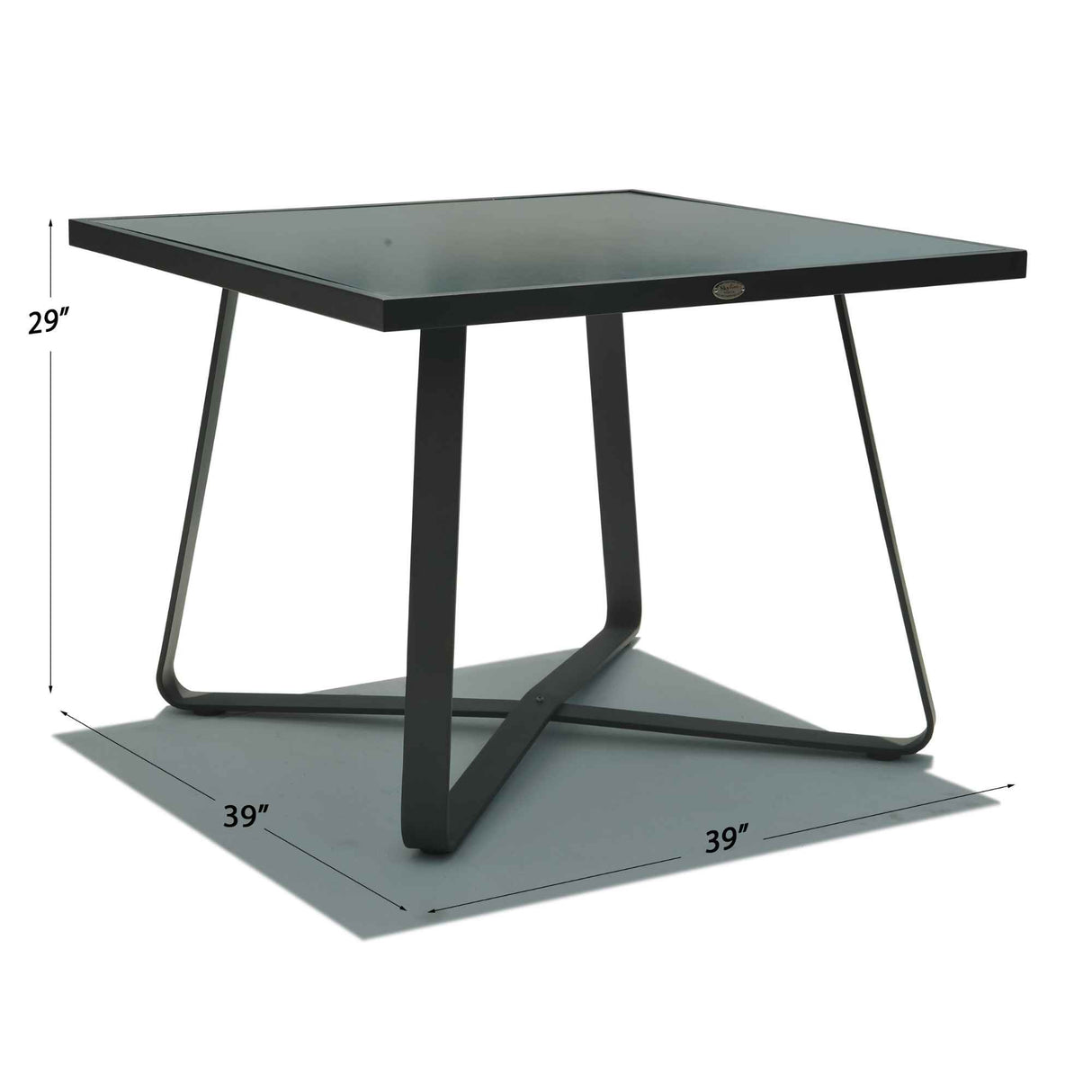 Horizon Outdoor Square Dining Table with Glass Model 23812-DGST-GL by Skyline Design