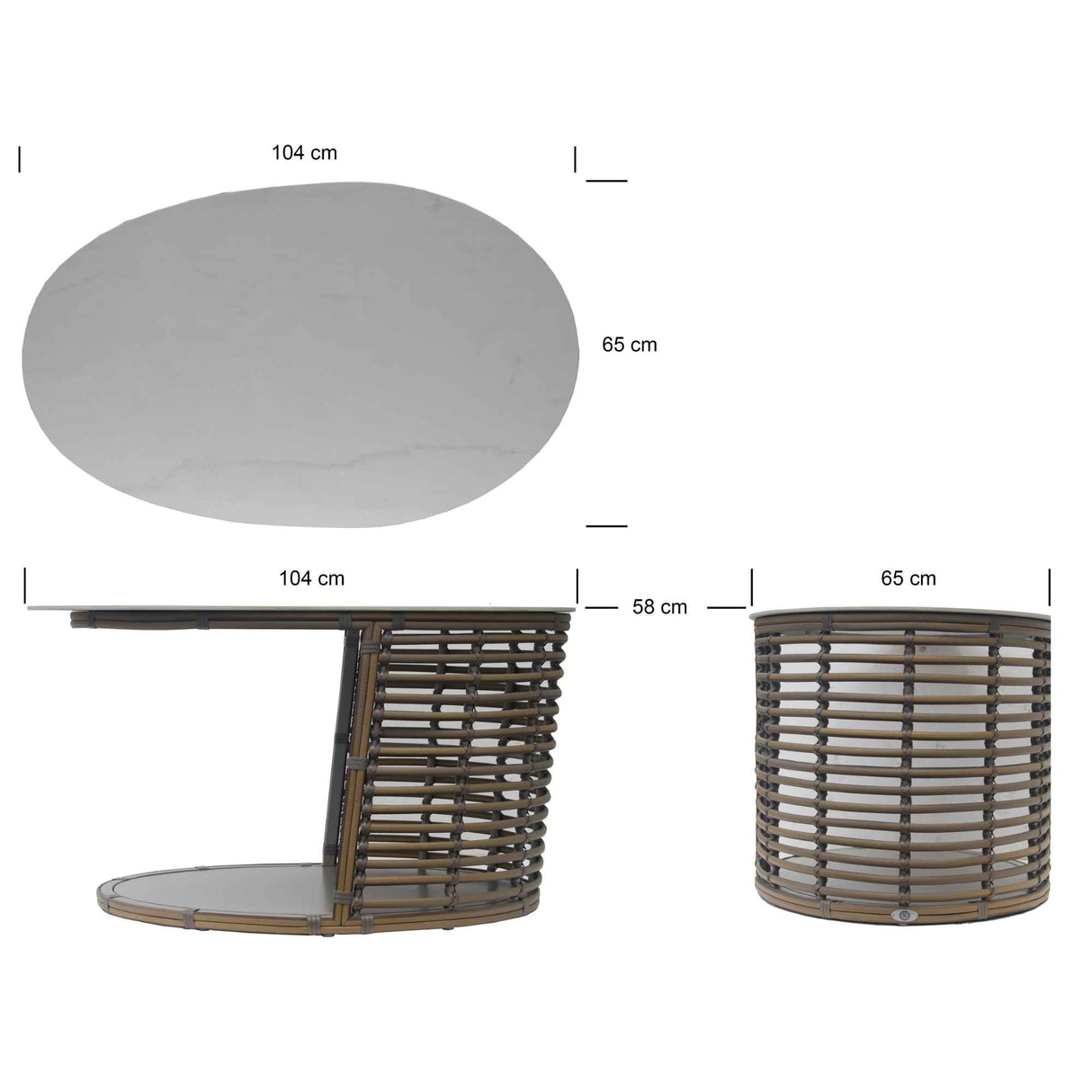 Ruby Outdoor Auxiliary Table with Glass Model 23824-KMNP-GL by Skyline Design