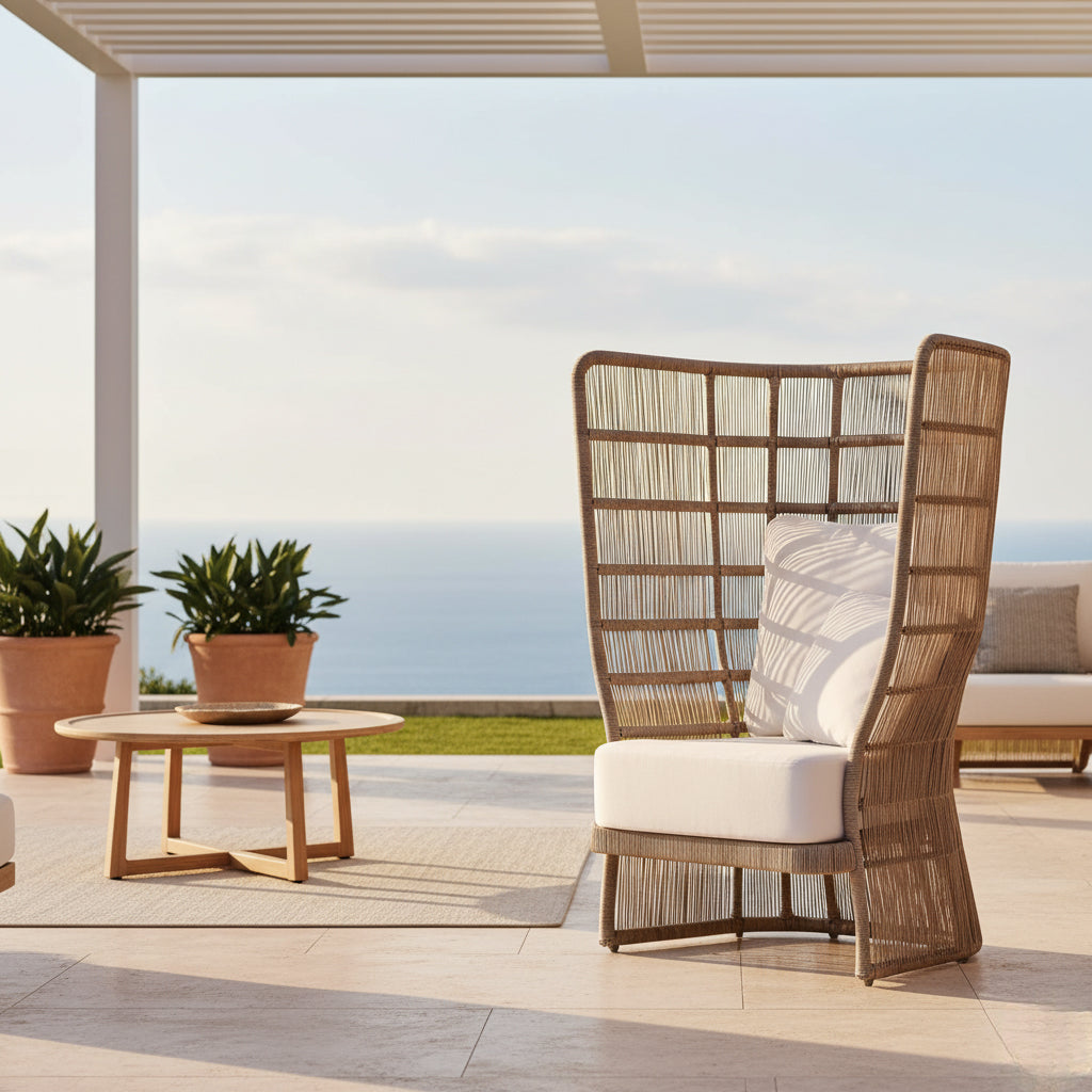 Rio Outdoor Armchair with Sunbrella Cushion Model 23830-SSPR-CUSH by Skyline Design