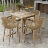 Calixto Outdoor 5-Piece Pub Set with Sunbrella Cushions Model 24110-TEAK-5PC by Skyline Design