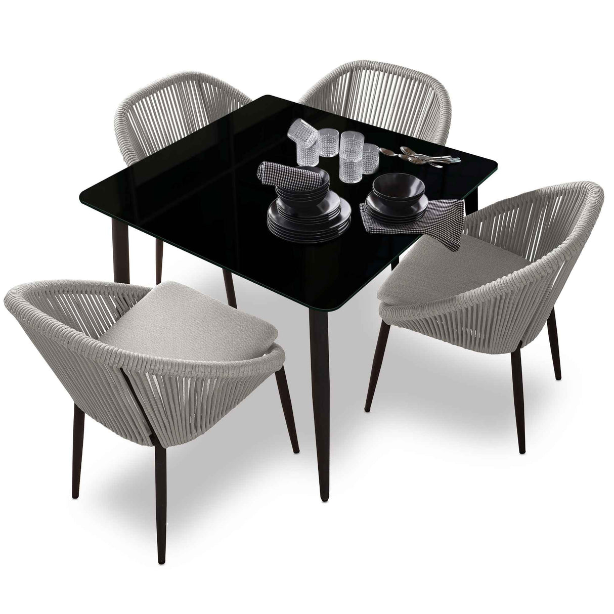 Rodona Outdoor 5-Piece Square Dining Set with Sunbrella Cushions Model 24160-CMA-RO-5PC by Skyline Design