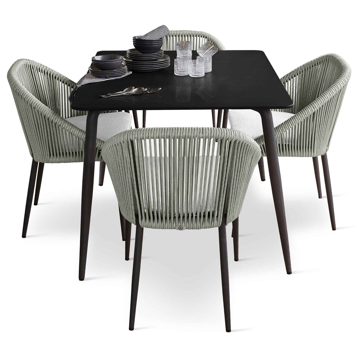 Rodona Outdoor 5-Piece Square Dining Set with Sunbrella Cushions Model 24160-CMA-RO-5PC by Skyline Design