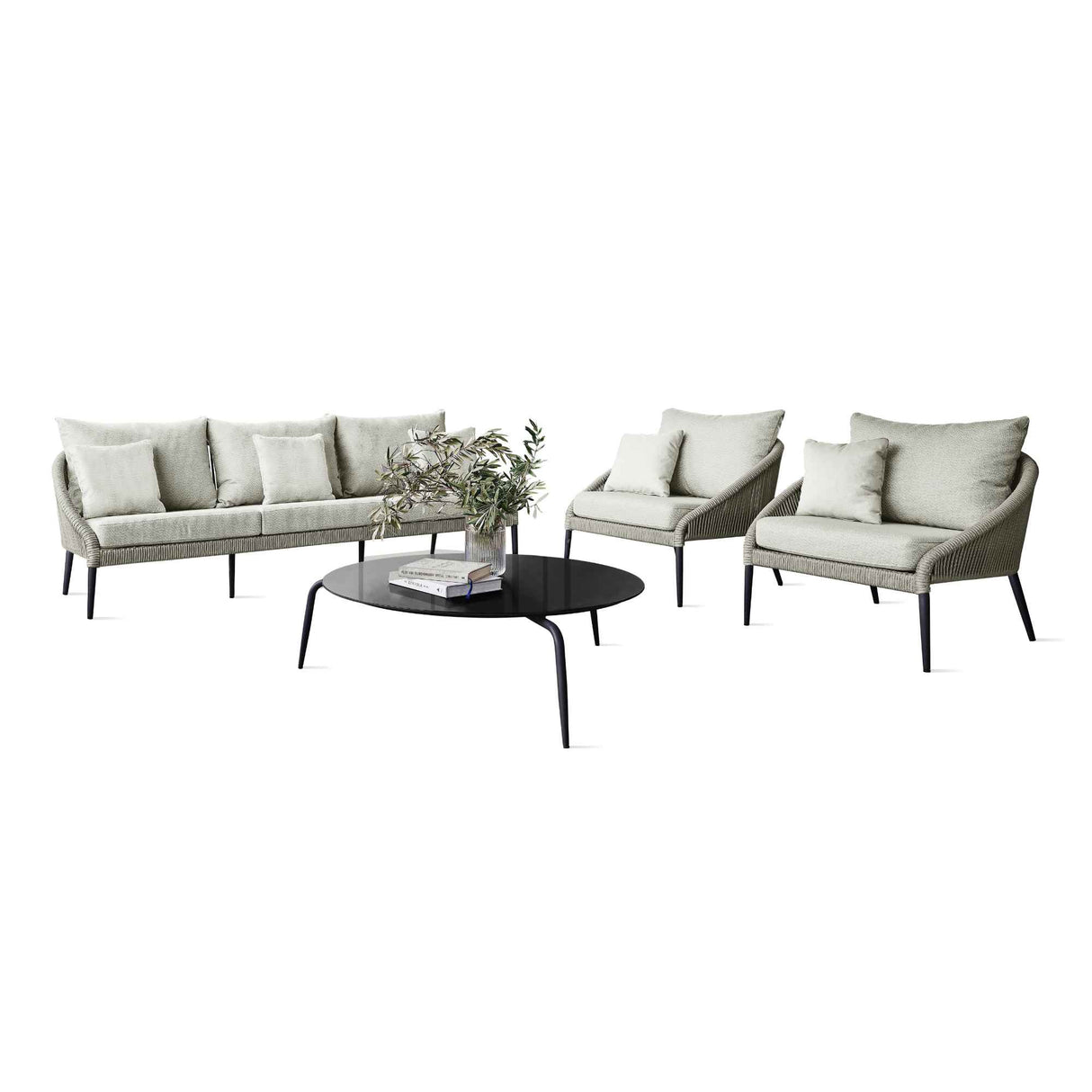 Rodona Outdoor 4-Piece Seating Set with Sunbrella Cushions Model 24171-BPR-4PC by Skyline Design