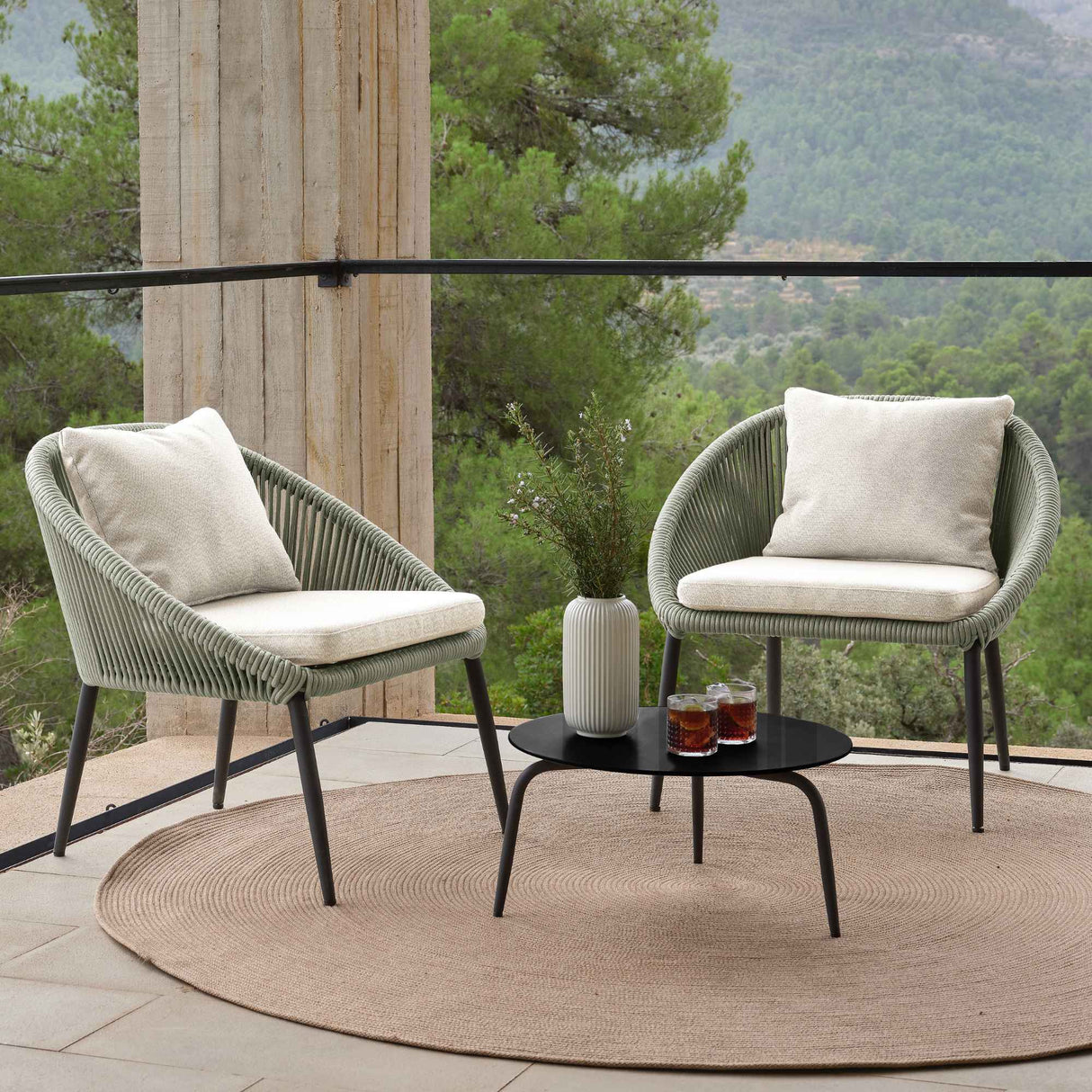 Rodona Outdoor 4-Piece Seating Set with Sunbrella Cushions Model 24171-BPR-4PC by Skyline Design