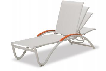 Helios Outdoor Contract Sling Four-Position Lay-flat Stacking Chaise by Telescope Casual Model 2458-70C0