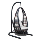 Heri Outdoor Hanging Chair with Frame and Sunbrella Cushions Model 2972-BMNP-2PC-CUSH by Skyline Design