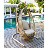 Heri Outdoor Hanging Chair with Frame and Sunbrella Cushions Model 2972-KMNP-2PC-CUSH by Skyline Design