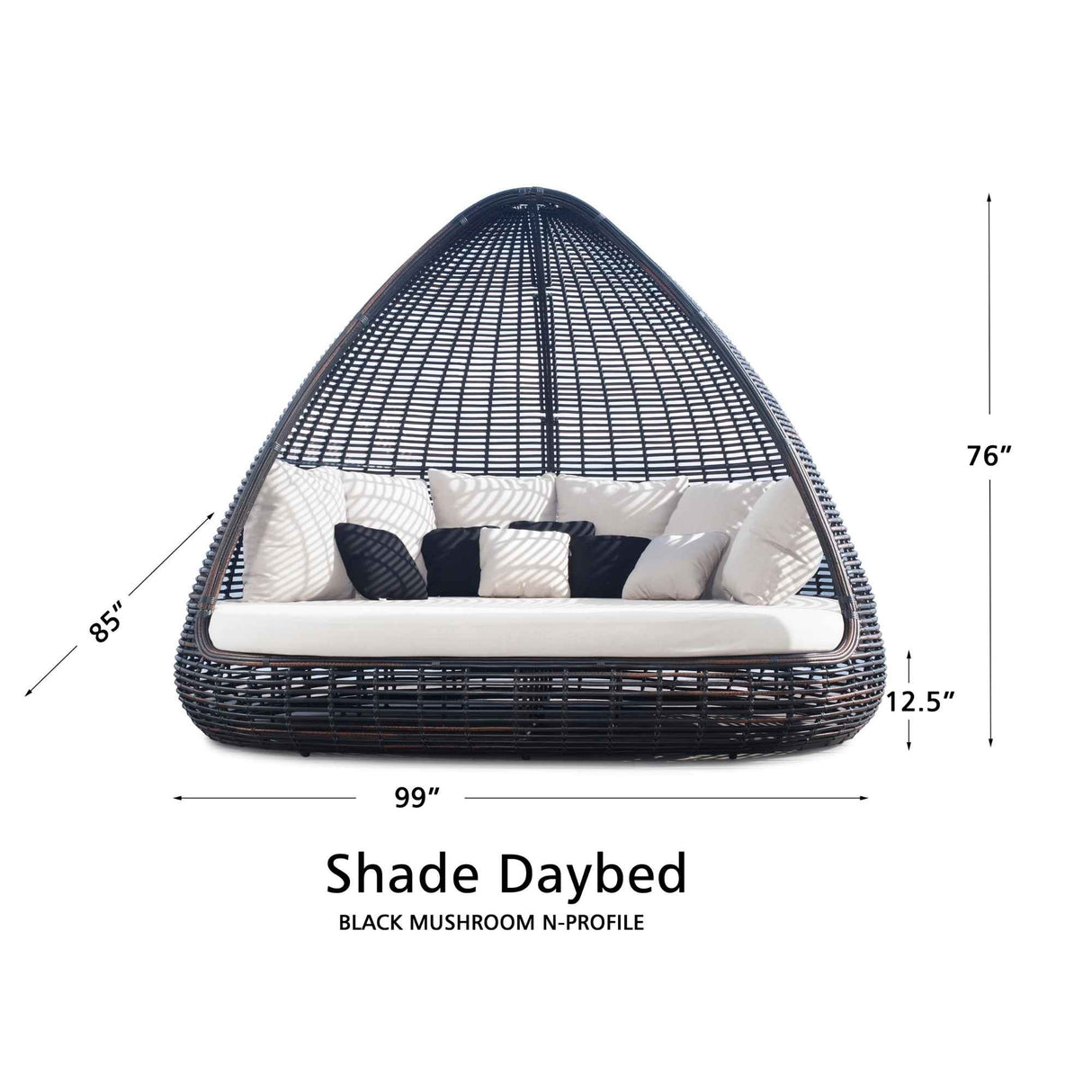 Shade Outdoor Daybed with Sunbrella Cushions Model 2973-BMNP-CUSH by Skyline Design
