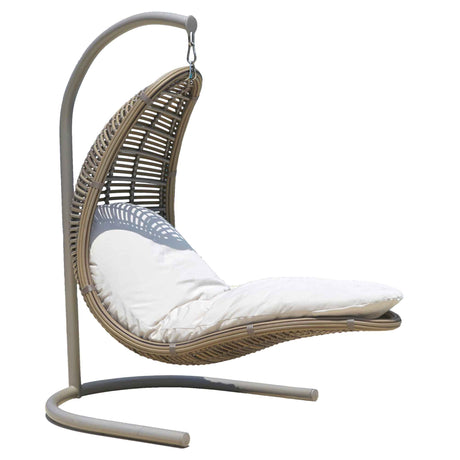 Drone Outdoor Hanging Chair with Frame and Sunbrella Cushions Model 2987-KMNP-2PC-CUSH by Skyline Design