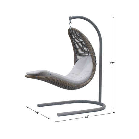 Drone Outdoor Hanging Chair with Frame and Sunbrella Cushions Model 2987-KMNP-2PC-CUSH by Skyline Design