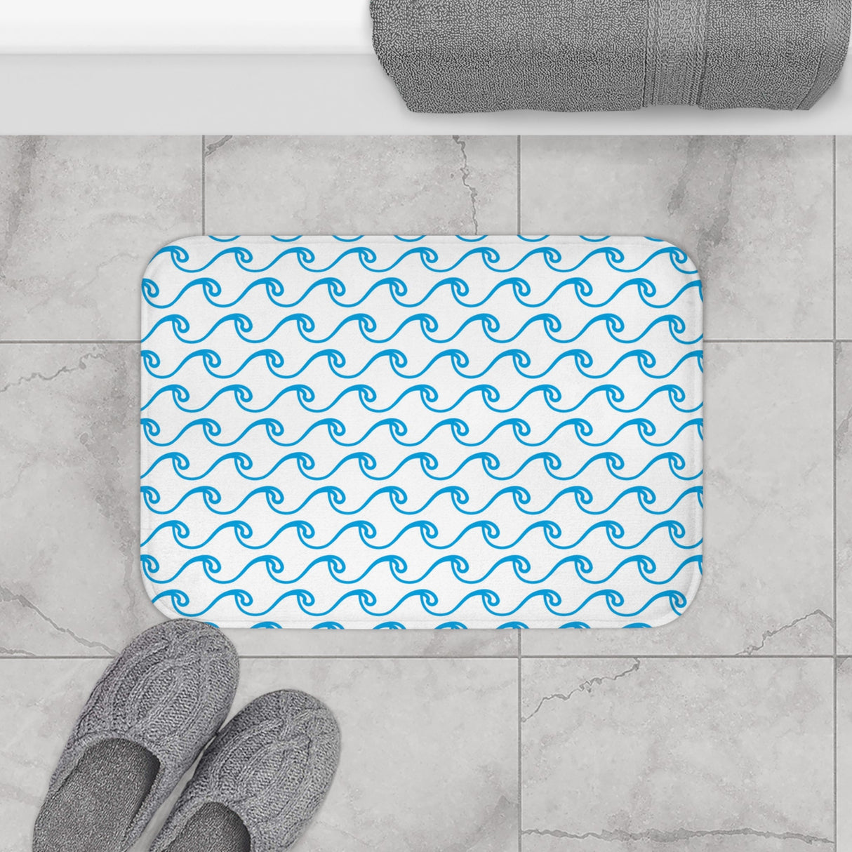 White Waves Bath Mat