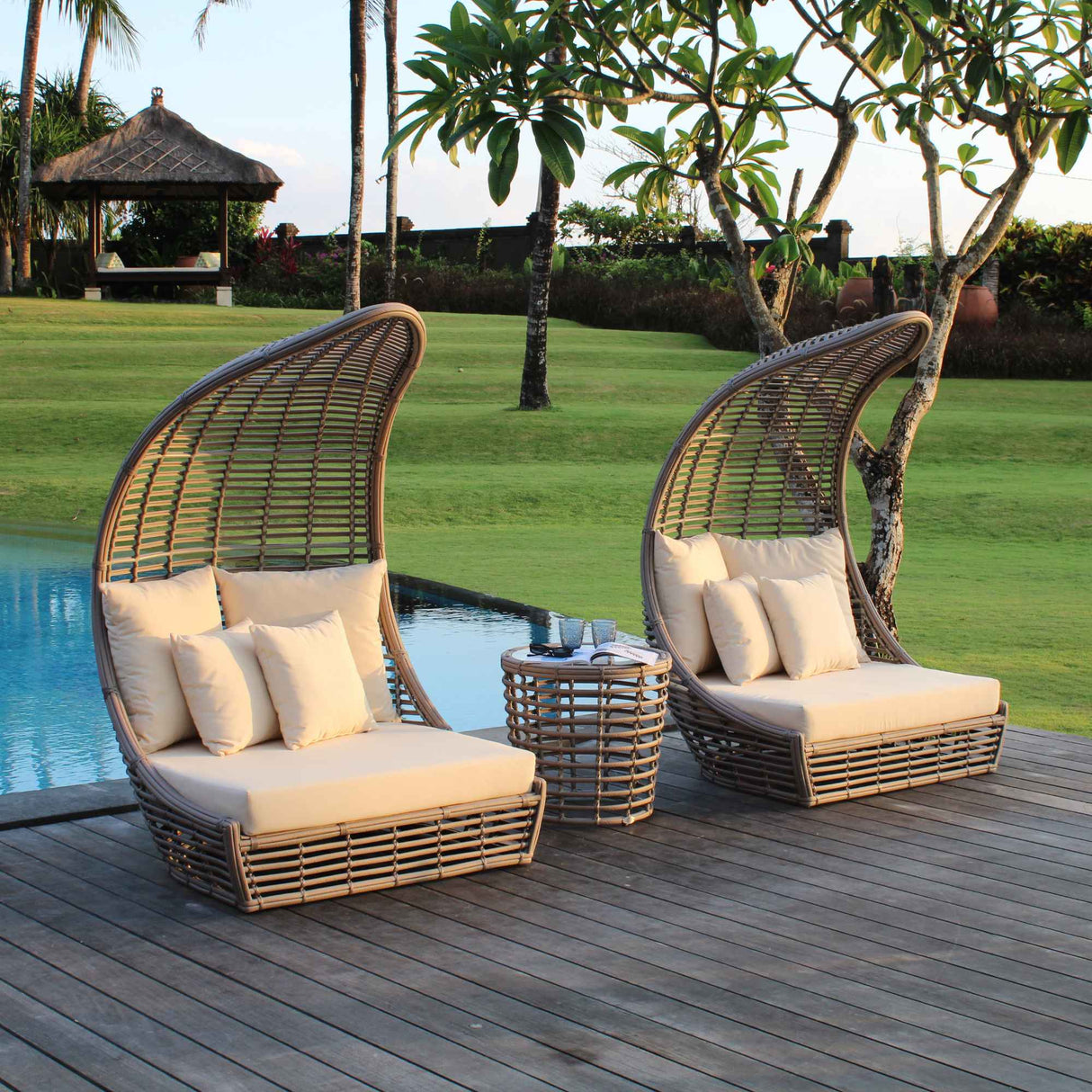 Troy Outdoor 3-Piece Wing Chair with Sunbrella Cushions Model 30211-KMNP-3PC-CUSH by Skyline Design