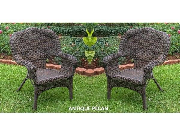 All Weather Set of 2 Camelback Wicker (Set of 2) Arm Chairs 3180-2CH