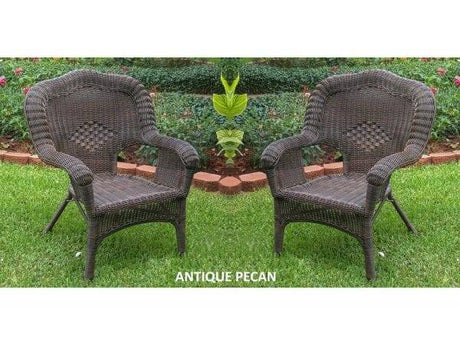 All Weather Set of 2 Camelback Wicker (Set of 2) Arm Chairs 3180-2CH
