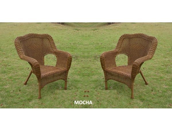 All Weather Set of 2 Camelback Wicker (Set of 2) Arm Chairs 3180-2CH