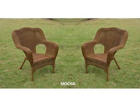 All Weather Set of 2 Camelback Wicker (Set of 2) Arm Chairs 3180-2CH