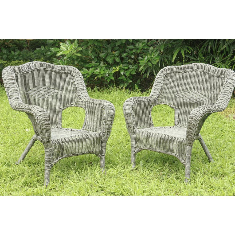All Weather Set of 2 Camelback Wicker (Set of 2) Arm Chairs 3180-2CH