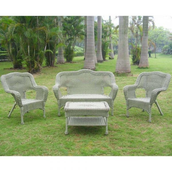 Maui Outdoor Camelback Resin Wicker/ Steel Settee Set (Set of 4) Model 3180