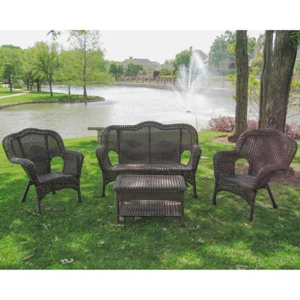 Maui Outdoor Camelback Resin Wicker/ Steel Settee Set (Set of 4) Model 3180