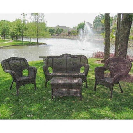 Maui Outdoor Camelback Resin Wicker/ Steel Settee Set (Set of 4) Model 3180