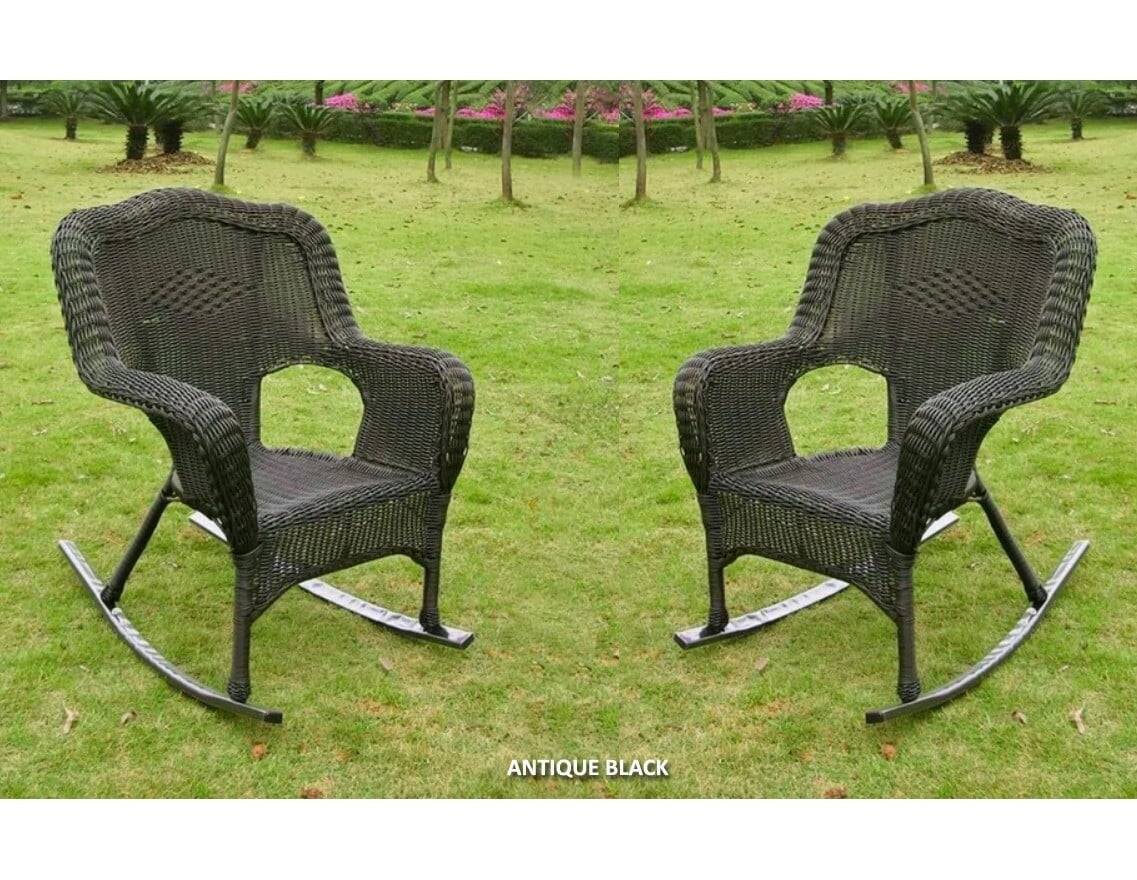 All Weather Set of 2 Camelback Wicker (Set of 2) Rocking Chairs 3182-2CH