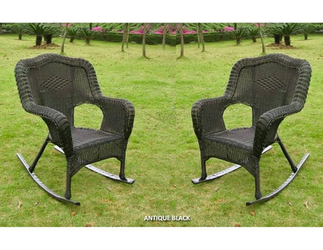 All Weather Set of 2 Camelback Wicker (Set of 2) Rocking Chairs 3182-2CH
