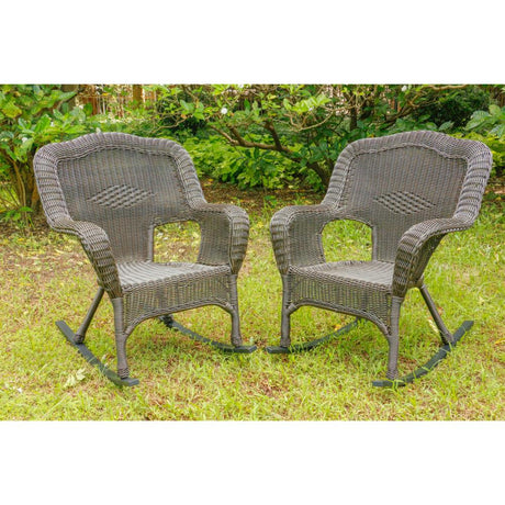 All Weather Set of 2 Camelback Wicker (Set of 2) Rocking Chairs 3182-2CH