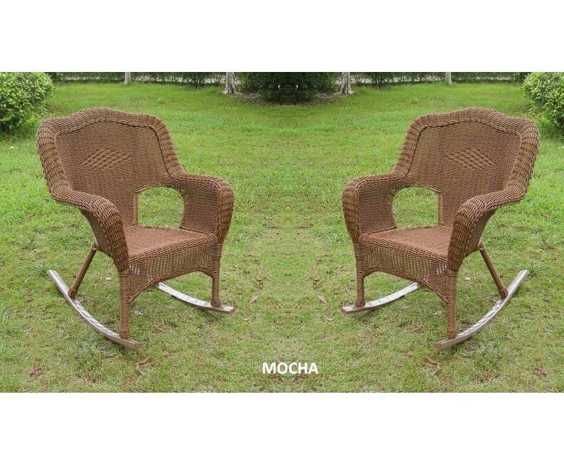 All Weather Set of 2 Camelback Wicker (Set of 2) Rocking Chairs 3182-2CH